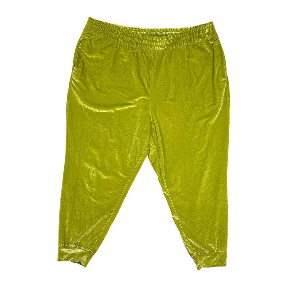 Fabletics Womens Size 2X Daria Luxe Velour Jogger Pockets Golden Leaf Green